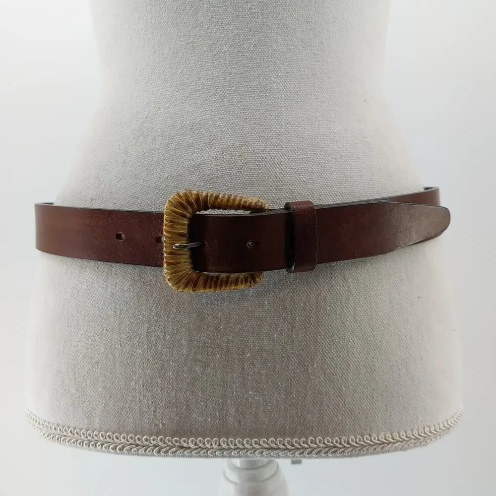 Talbots Italian Saddle Leather Belt Brown Wicker L